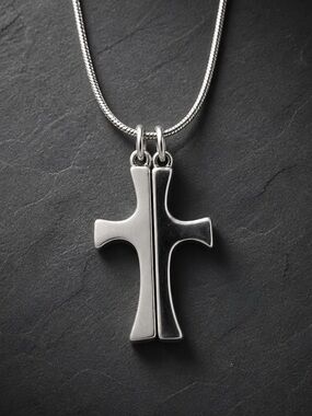 Sterling Silver Abstract Cross Pendant Necklace